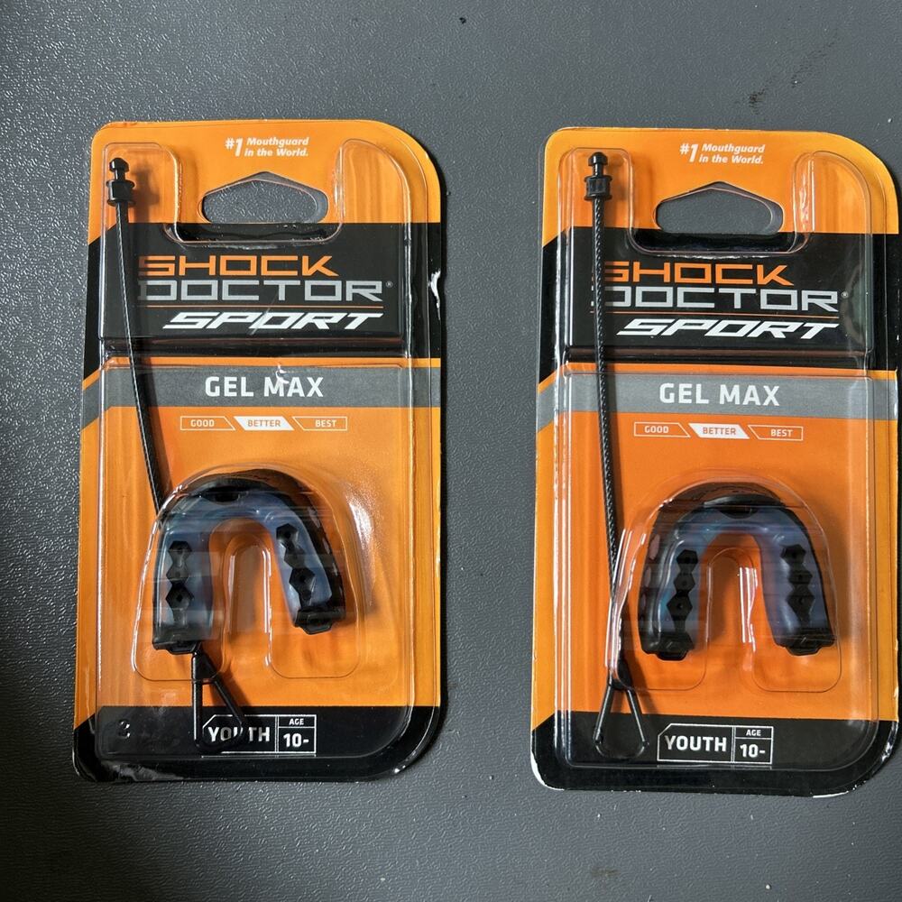 Set of 2 - Shock Doctor Sport Gel Max Youth Ages 10 & Under Mouth Guards